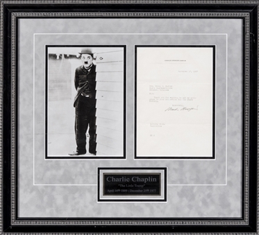 Charlie Chaplin Signed Letter Framed (PSA/DNA)